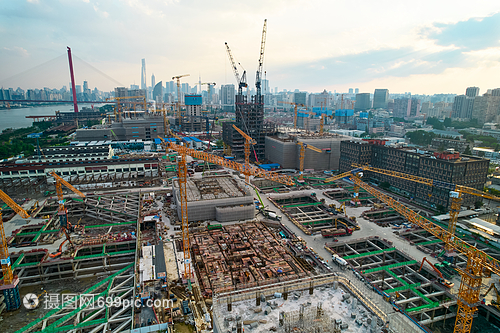 航拍城市建筑施工工地